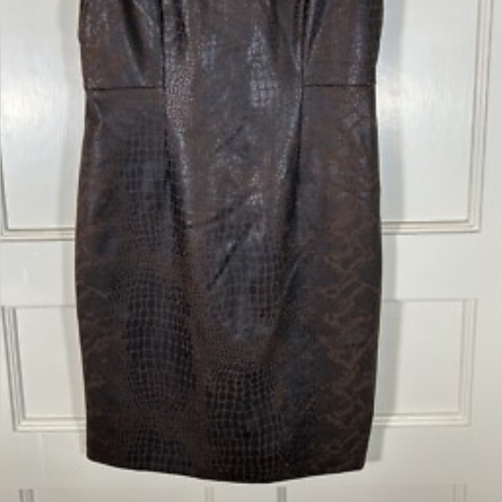 Chicos Elegant Brown Crocodile Pattern Dress - image 2